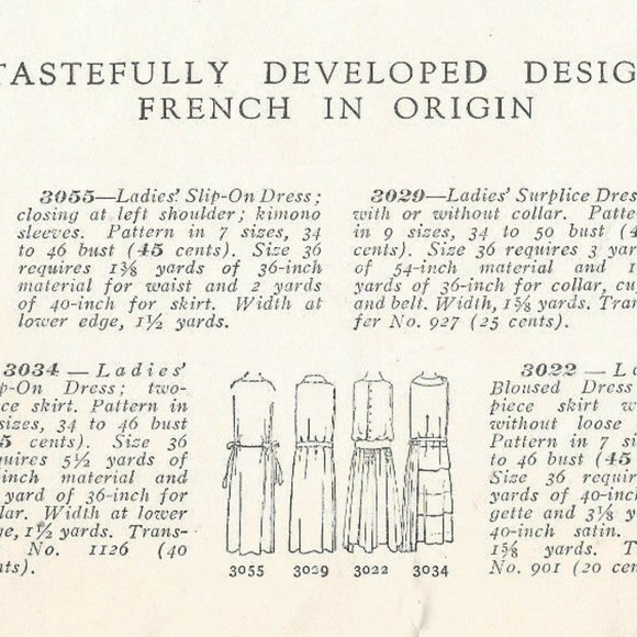 Framed 1920s McCall Quarterly Magazine Pattern Page / DOWNTON ABBEY Dresses - Picture 3 of 3